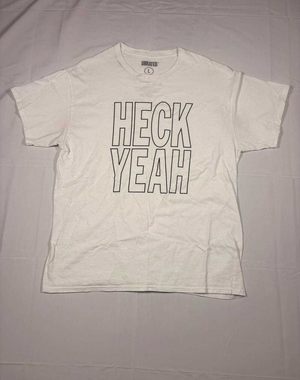 Unrated Heck Yeah Relax White Graphic T-Shirt Large